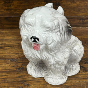 Vintage 1991 DOG POTTERY TOILET BRUSH CADDY Sheepdog Terrier Maltese Shih Tzu 9"