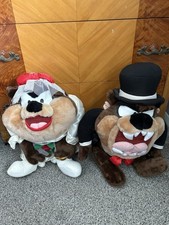 Vtg 1996 Looney Tunes Mr And Mrs Tazmanian Devil Bride Groom Plush Toy