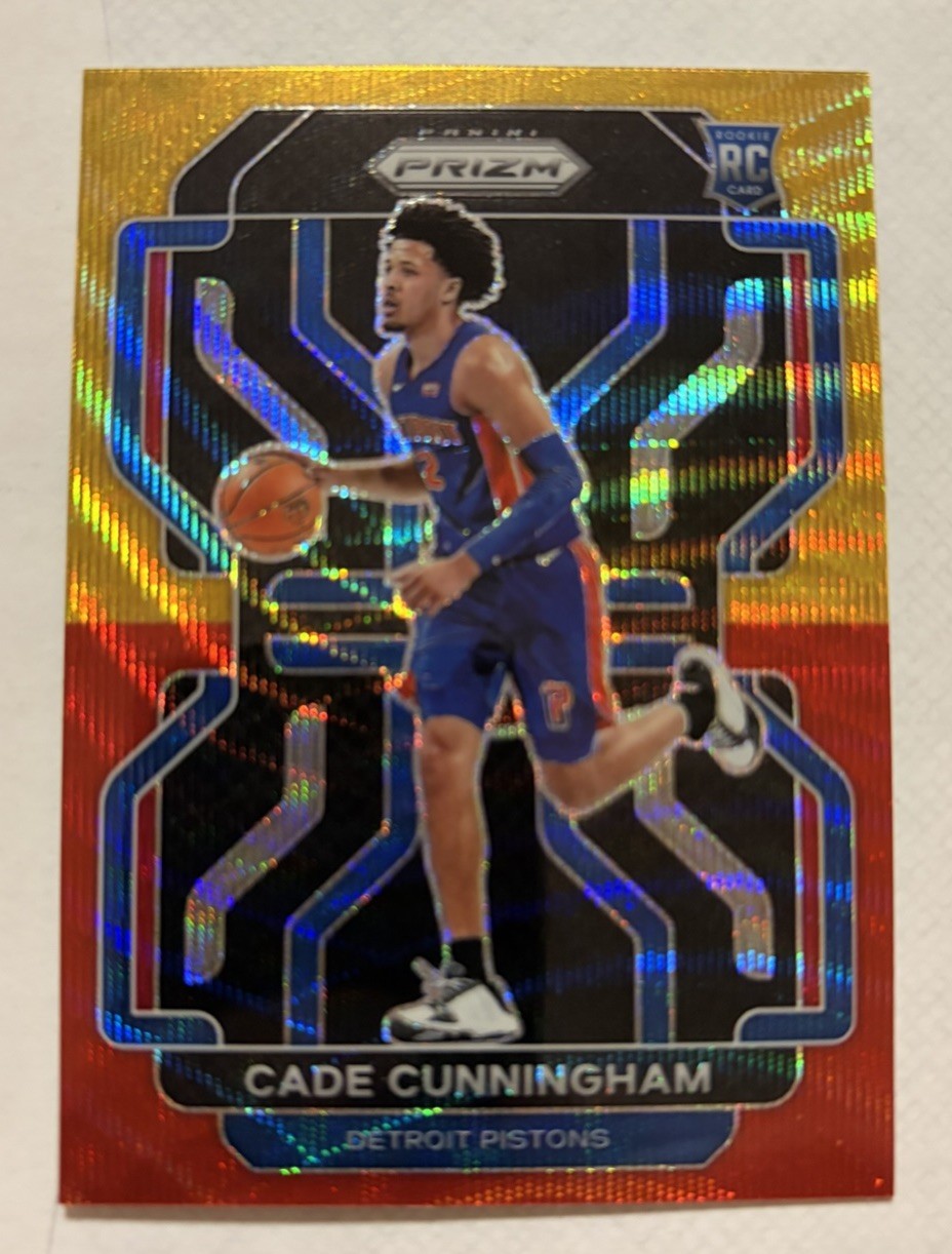 2021 Panini Prizm Cade Cunningham #282 Red Gold Wave SP Pistons RC Rookie