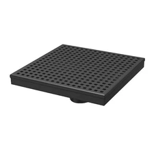 Reln 8 in. x 8 in. Matte Black Shower Drain with Square Drain Cover FD0802SQBK