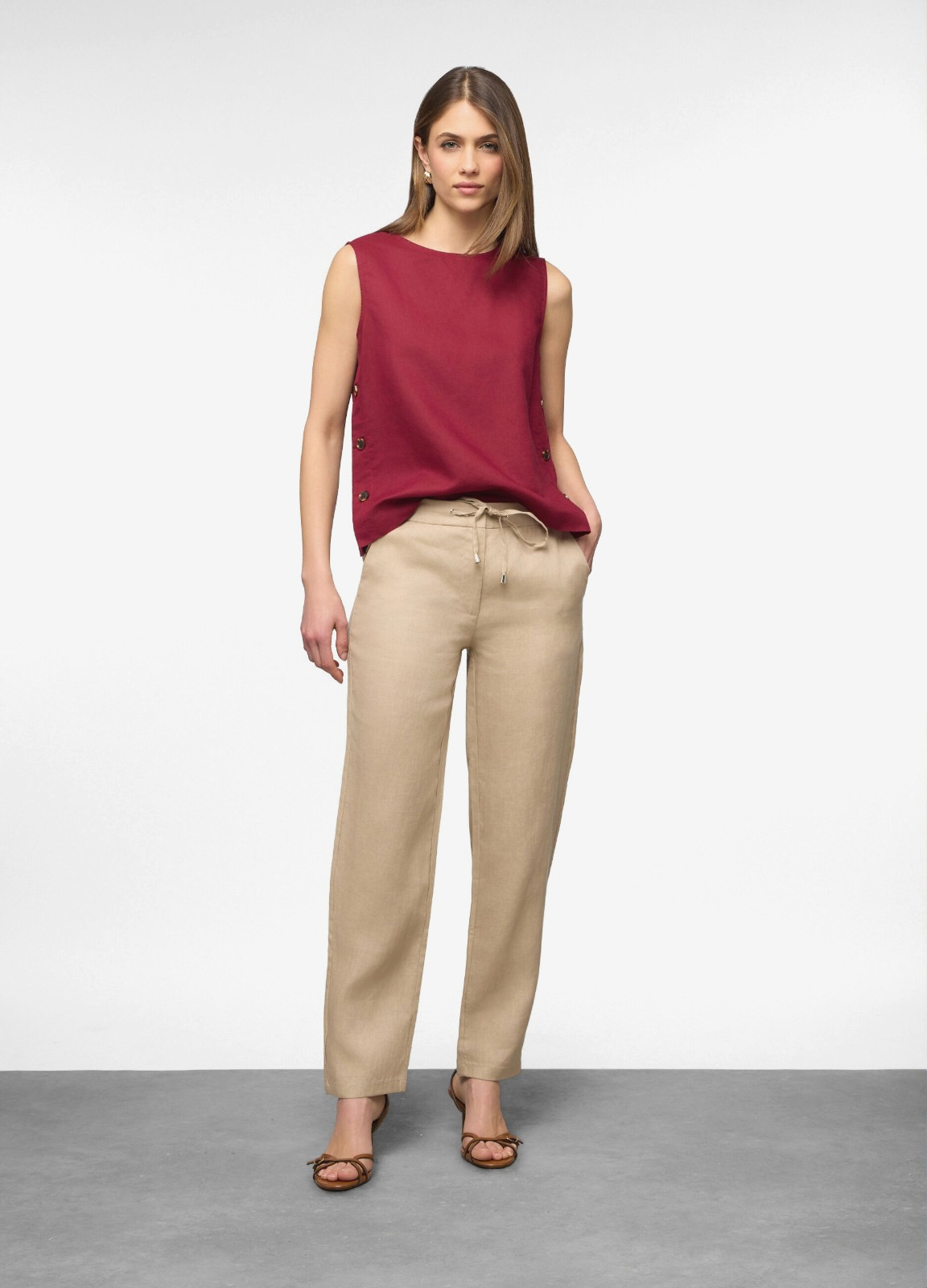 CRISTINA DORIO Pantalone Relaxed Lino IT44 EU40 D38 ho Max Mara Herno Luisa Spag