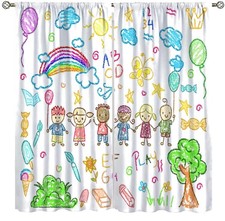 Study Curtains Friend Partner Educational Learning Window Treatments for Girl...