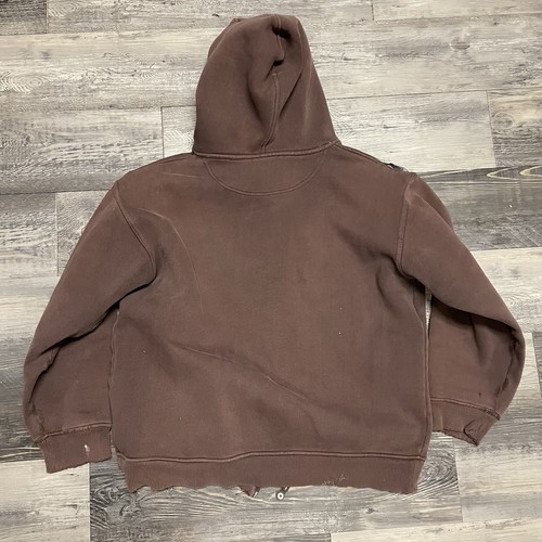 Felpa con cappuccio vintage Y2K Southpole taglia small marrone zip (cerniera rotta) foderata termicamente - Foto 7 di 9