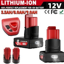 1-2PACK For Milwaukee M12 12V Lithium 9.0Ah Extended Capacity LCD Battery 8.0ah