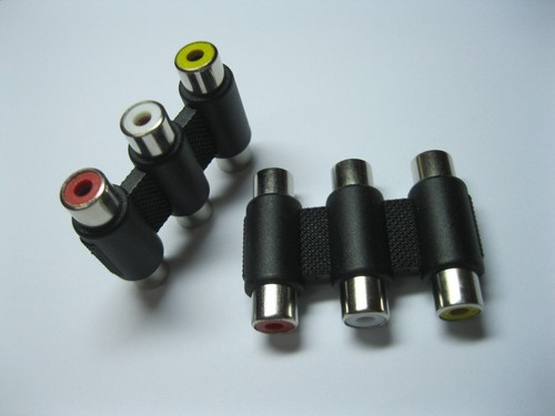 6 pcs Nickel Plated 3 RCA Female Jack to 3 RCA Female Jack 3 Color Connector - Picture 2 of 2