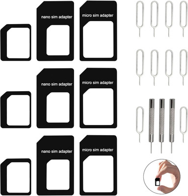 16 Stück 4 in 1 Nano SIM Karten Adapter mit SIM Karte Nadel Set, Nano zu Micro, 
