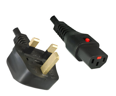 DINIC Netzkabel England UK Typ G 5A auf C13, locking, fused 5A, BSI, 2m