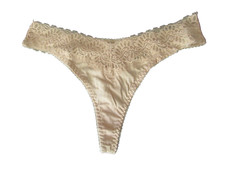 Vintage ASHLEY TAYLOR 1-Pair Nude 100 Cotton Lace Thong Panty NWOT Size M