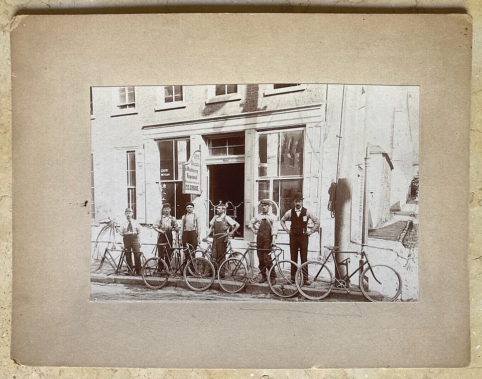 РЕДКАЯ! F. G. CRONE ВЕЛОСИПЕД MFG. Co. ФАБРИКА с РАБОЧИМИ POTTSVILLE PA. ФОТО 1898 - Изображение 2 из 4