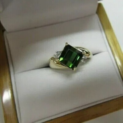 3Ct Asscher Cut Simulated Emerald Womens Anniversary Ring 14K Yellow Gold Finish
