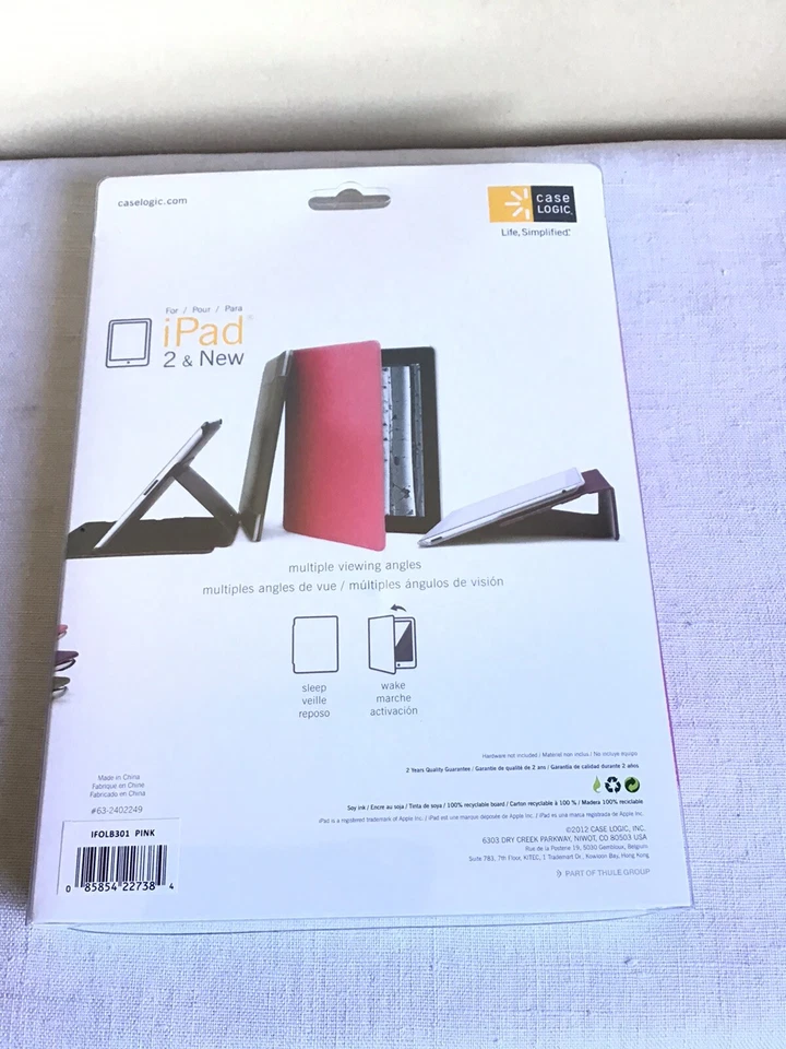 New Open Box Case Logic Hot Pink iPad 2 Multiple Viewing Angle Folio Case  - Image 2 of 4