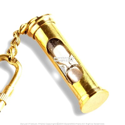 Handmade Brass Miniature Sand Timer Glass Key Chain Ring Collectible gifts