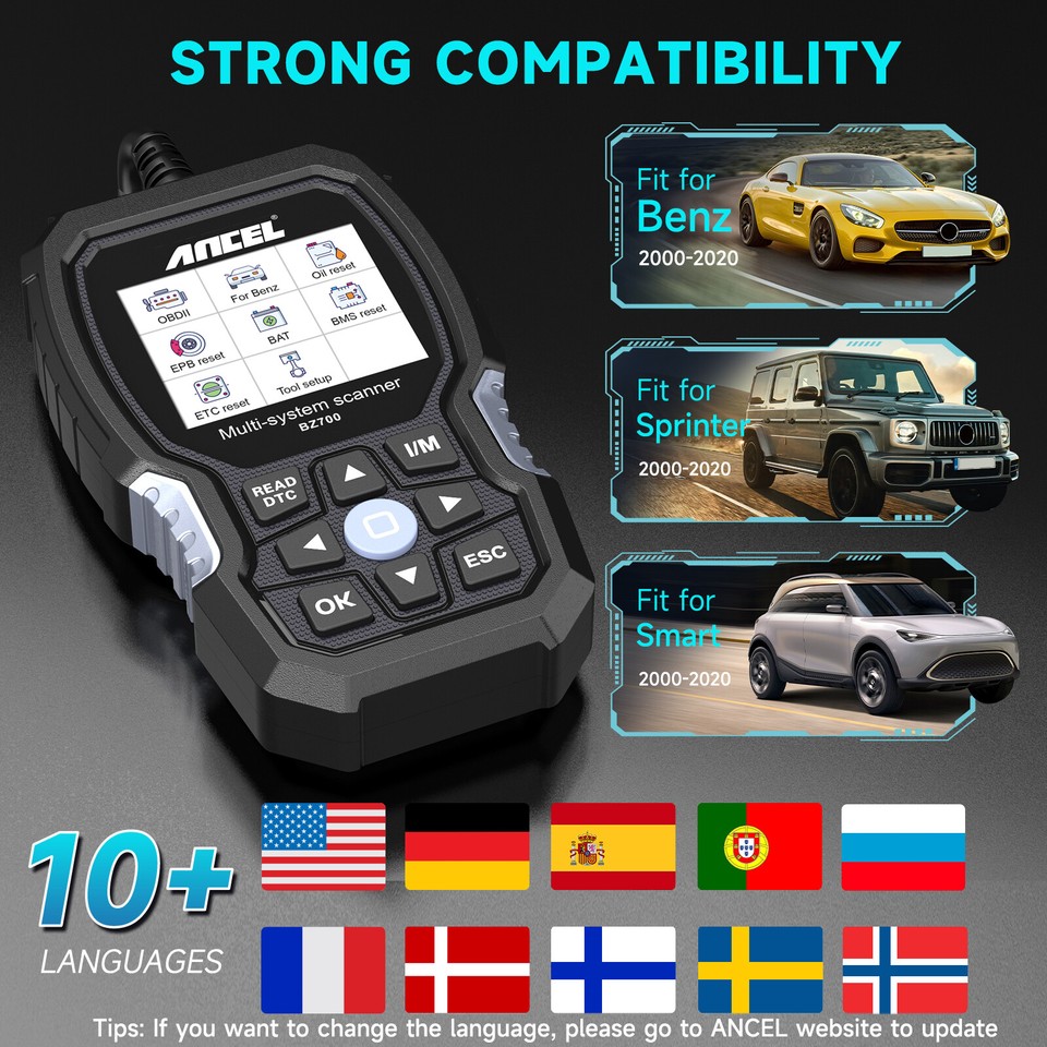 Scnn Code ANCEL BZ700-US OBD2 Scanner All System Code Reader Car Diagnostic Tool ...
