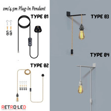 Plug In Pendant Light Ceiling Wall Mount Bracket Fabric Flex 2m 4.5m UK Cord