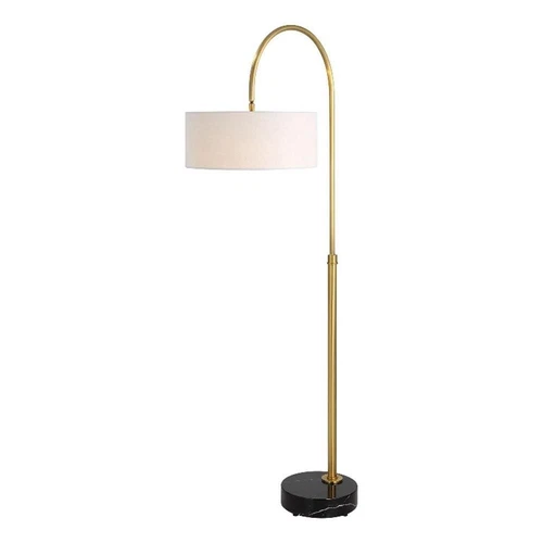 Uttermost Huxford Transitional Metal Marble Fabric Arch Floor Lamp in Brass/Gold - Picture 1 of 7