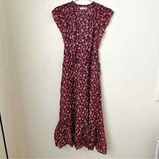 ULLA JOHNSON Floral SILK Blend Midi Dress Pink/Red 2