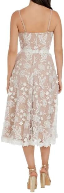 NWT $300 SZ XXS Dress the Population Tahani Floral Emb Fit & Flare Midi  Dress | eBay