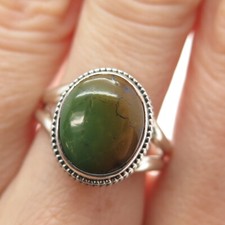 925 Sterling Silver Vintage Real Royston Turquoise Granulated Ring Size 8.25