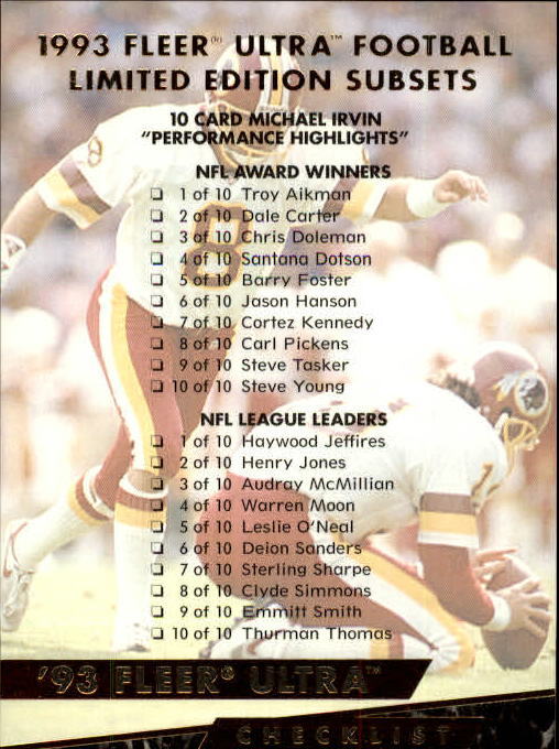 1993 Ultra #500 Inserts Checklist - NM
