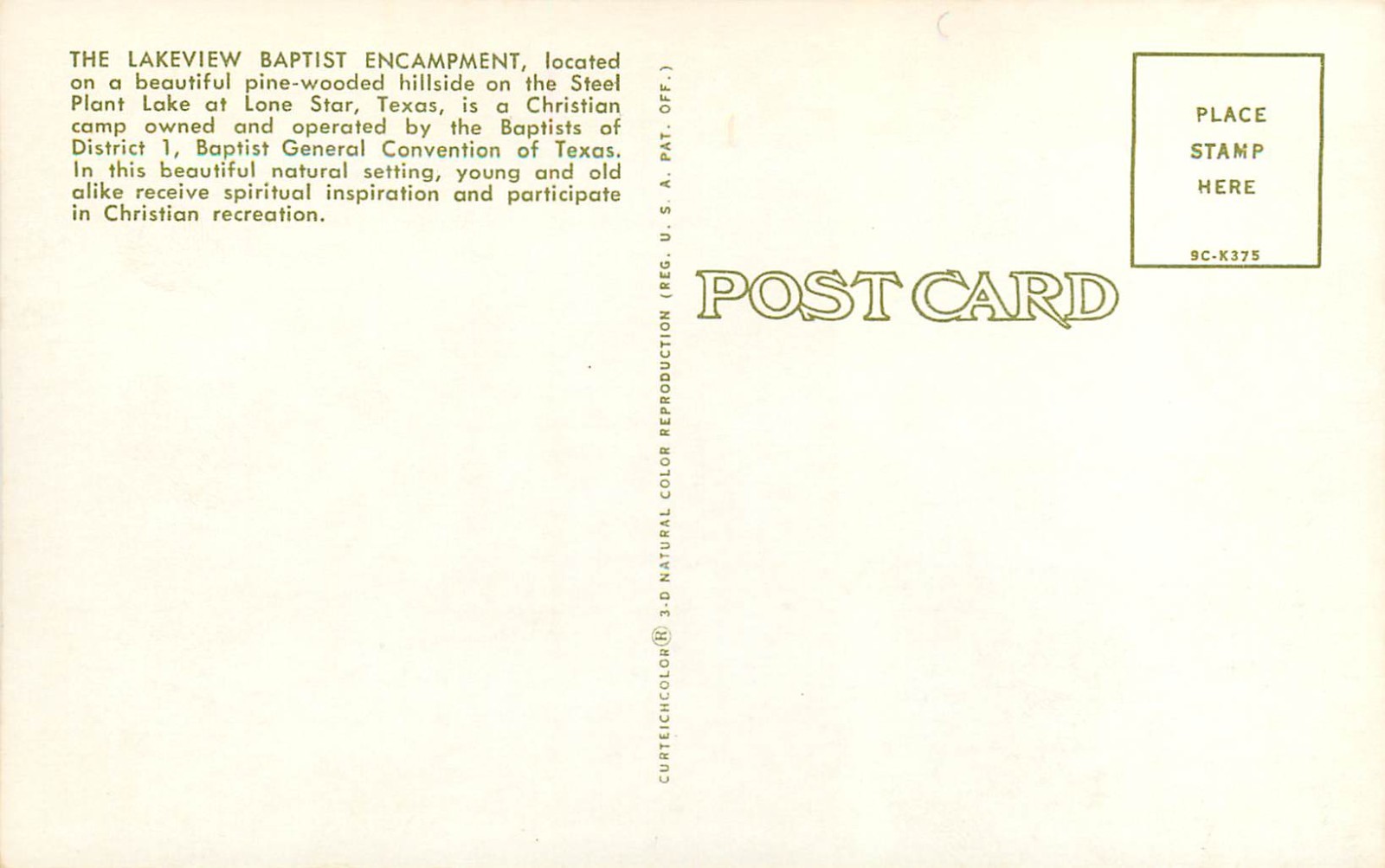 Lakeview Baptist Encampment Steel Plant Lake Lone Star Texas TX