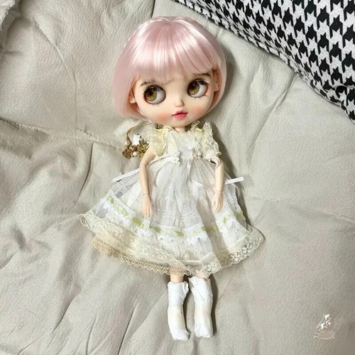 Peluca muñeca Blythe Little Rag flequillo de seda suave trenza peluca de pelo corto muñeca con disfraces - Imagen 7 de 15