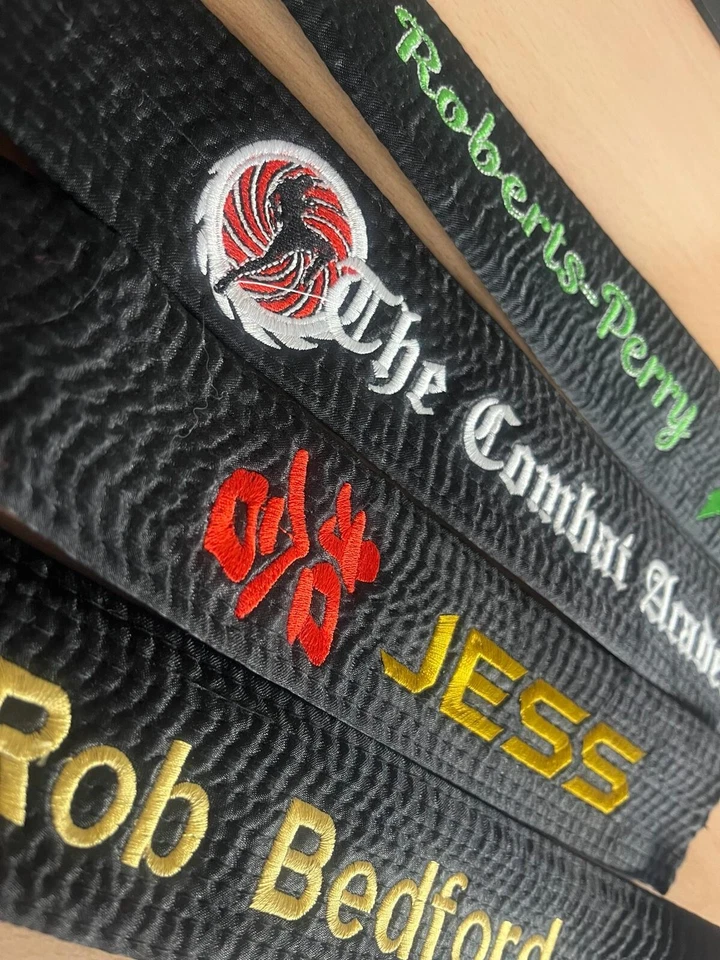 Custom Made Martial Art Club Embroidered Black Belt Satin Karate Taekwondo Judo - Image 2 of 4