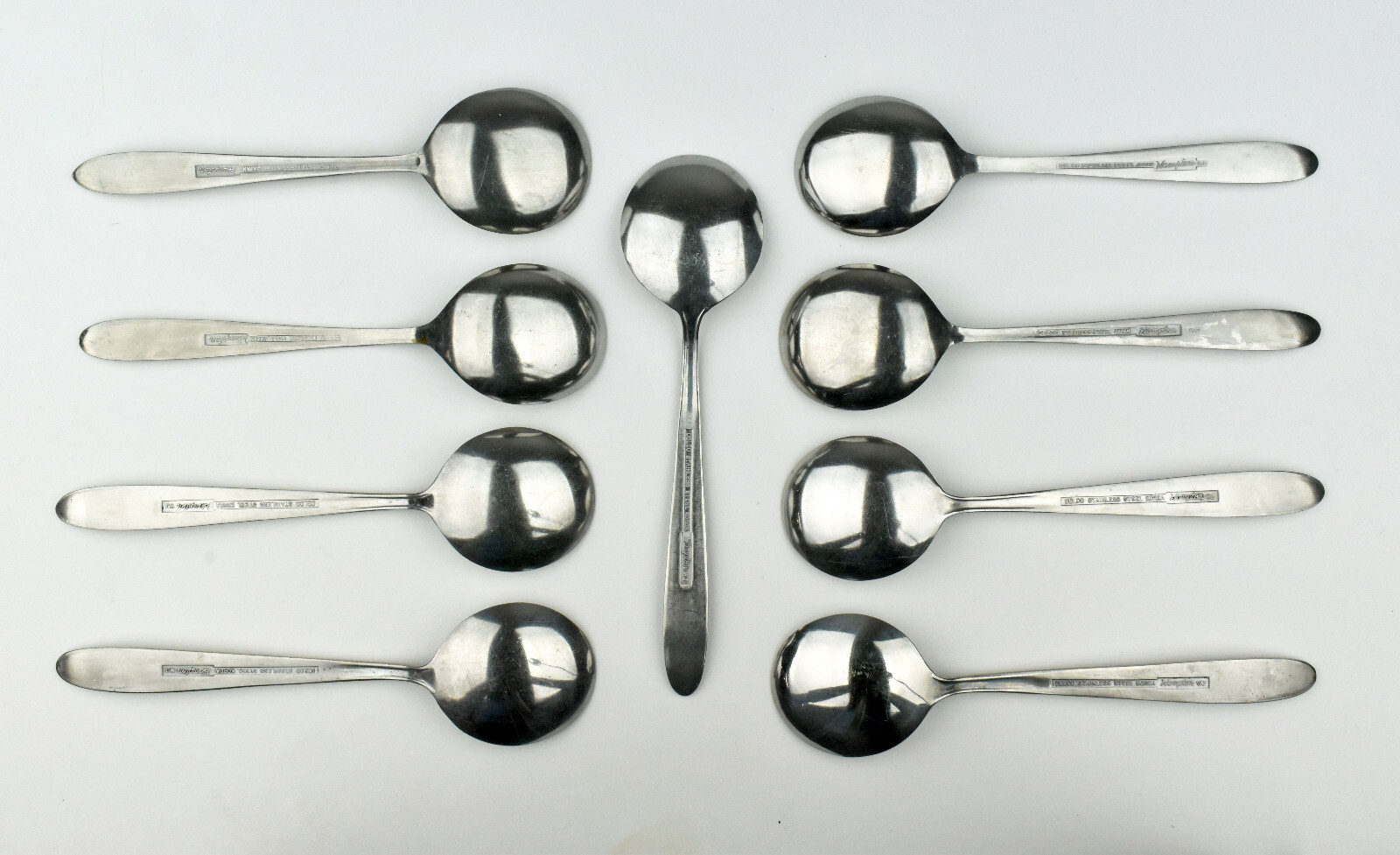 Set of Nine (9) Delco Stainless Steel Japan HAMPTON Soup Gumbo Chowder
