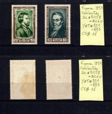 B451-FRANCE 1951 Celebrities Sc#B258+B260 Y&T#891+893 CV$16 Mints No Gum
