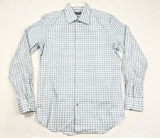Robert Graham Shirt Men's 15-38 White Blue Check Button Up Long Sleeve