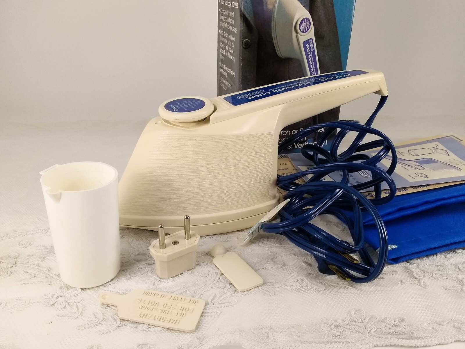 Vintage Osrow World Travel Iron Steamer  with travel bag and accessories 1981