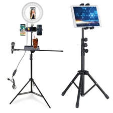 Adjustable Floor Selfie Ring Light Stand 4 Phone Holder/Tablet Tripod Stand USA