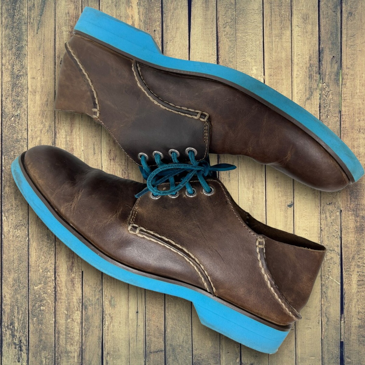 Sperry Top Sider Mens 8 M Dark Brown Leather Oxfords Blue  display picture 3