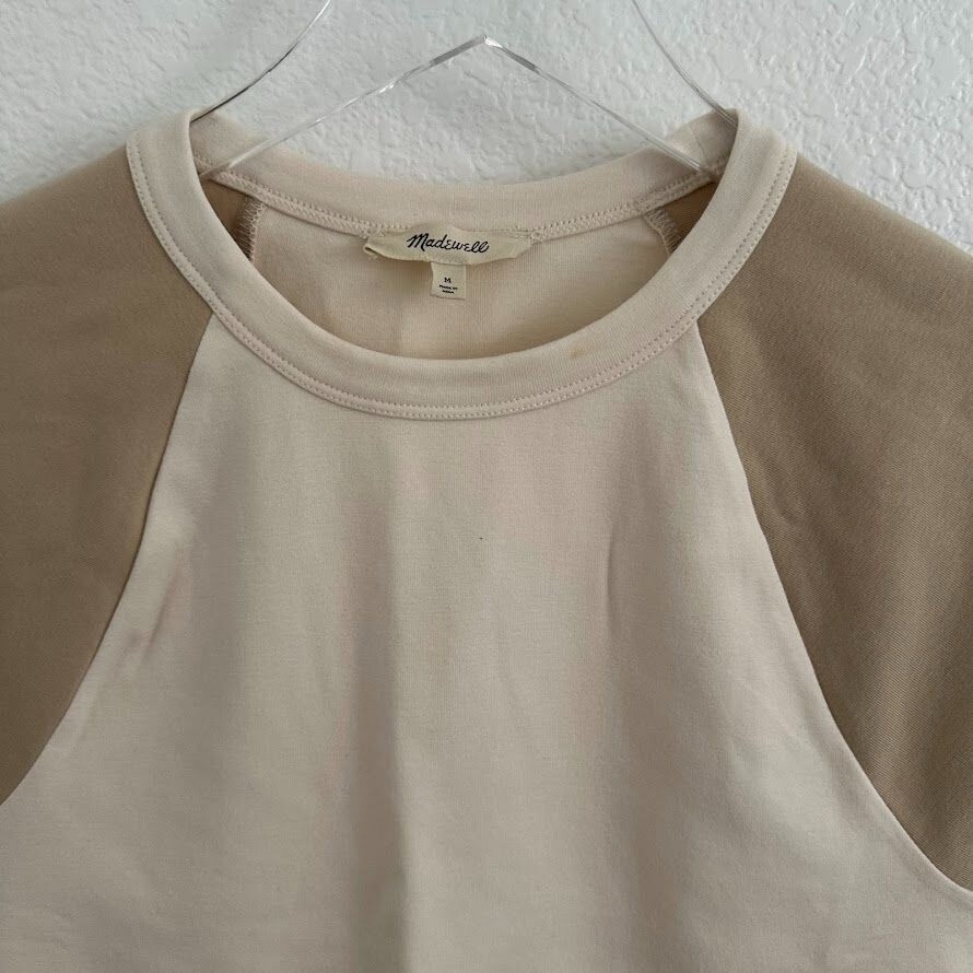 Madewell Raglan-Sleeve Baby Tee in Antique Cream | eBay