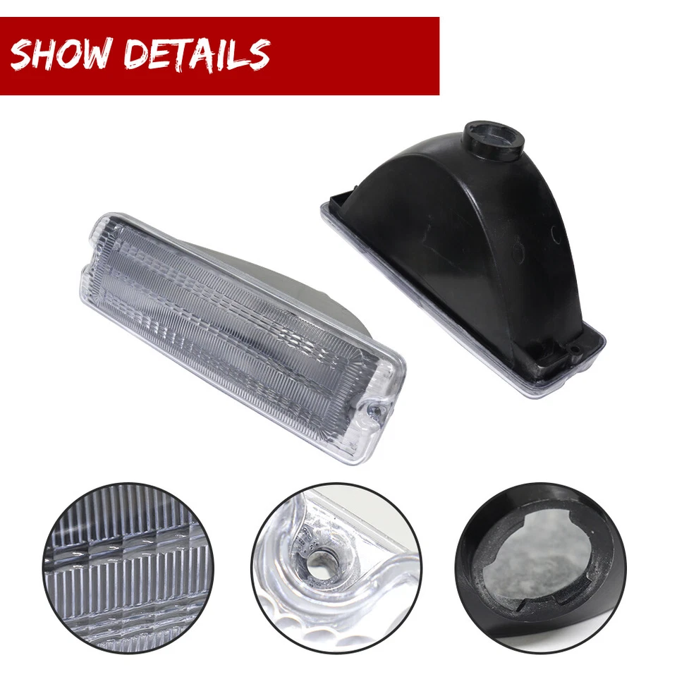 Turn Signal Lights For 91-93 Dodge D250 W250 Clear Lens LH & RH Below Headlamps - Image 2 of 4