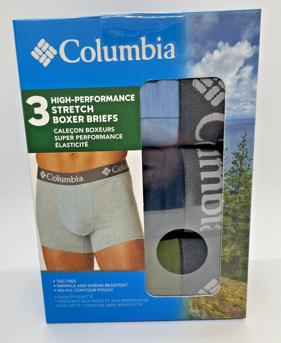 COLUMBIA 3 Pack HIGH-PERFORMANCE Stretch Boxer Briefs Men's XL  Sky/Navy/Green