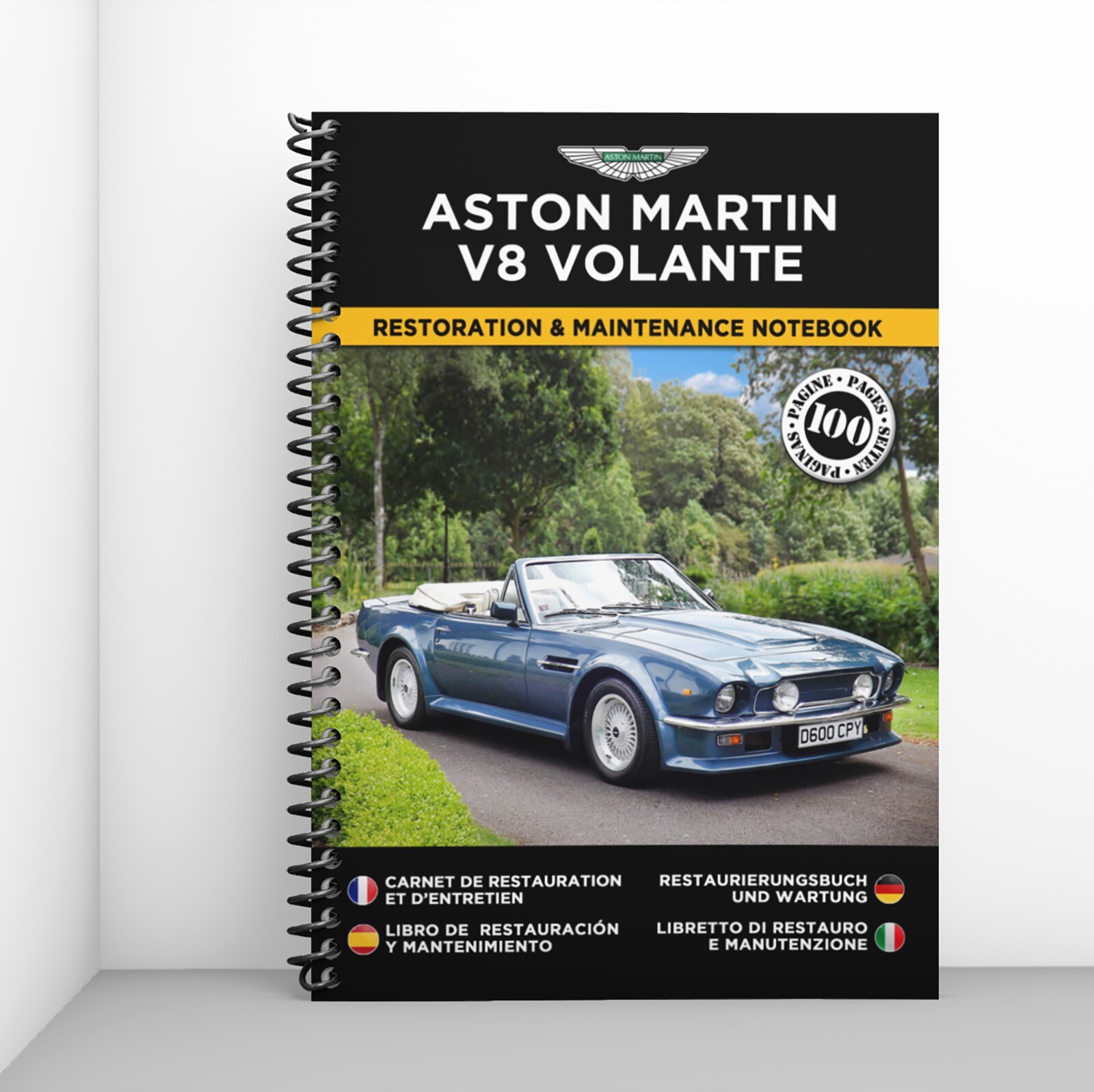 Aston Martin V8 Volante carnet de suivi pour résoudre les pannes et organiser l'entretien
