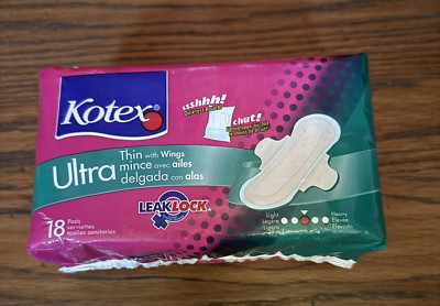 New Vintage 2003 Kotex Ultra-Thin With Wings Pads 18 Count Leak Lock Medium Flow