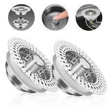 2PCS 5-in-1 Pop-up Kitchen Sink Stopper Strainer Rustproof Drain Filter for Home