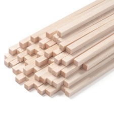 Square Wooden Dowel Rods, Balsa Wood Sticks, Balsa Wood Strips for Crafts, 50...