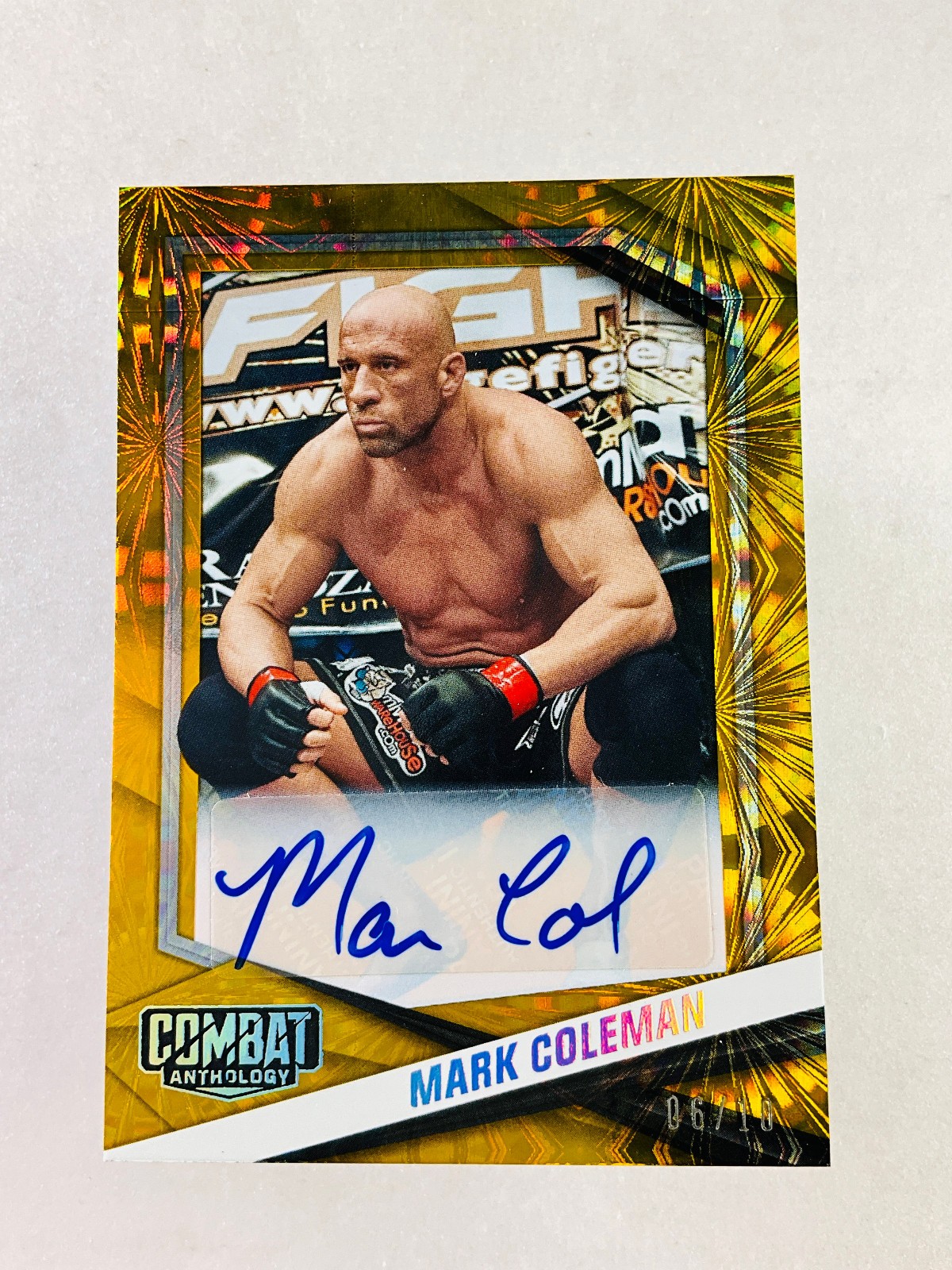 2025 Panini Combat Anthology Mark Coleman Auto Gold Fireworks SSP /10 