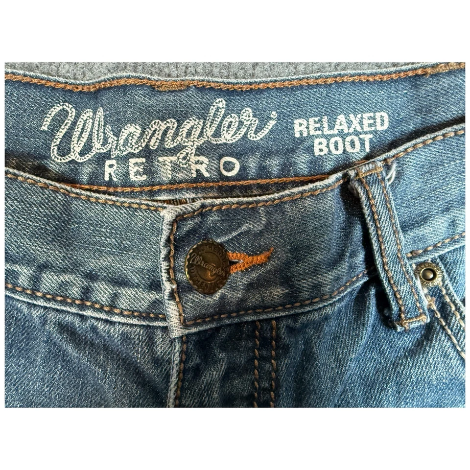 Wrangler Retro Jeans Mens 33X32 Blue Denim Slim Fit Straight Leg Cowboy Western - Image 3 of 4
