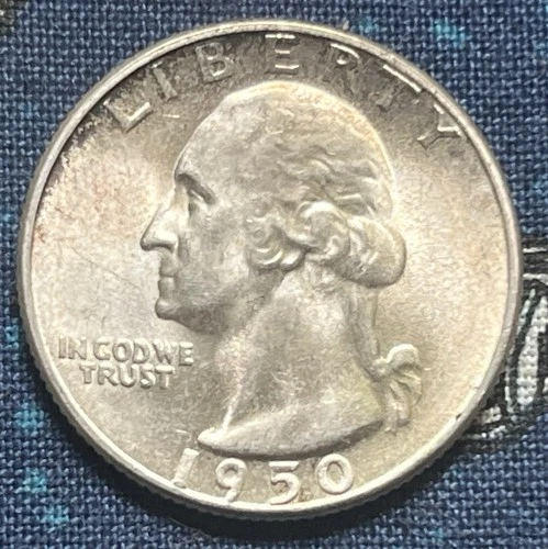 1950-S BU Washington Quarter 90% Silver Coin Free S&H