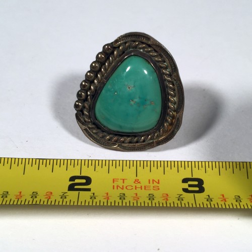 VTG Native American Old Pawn Navajo Turquoise Sterling Ring Size 6