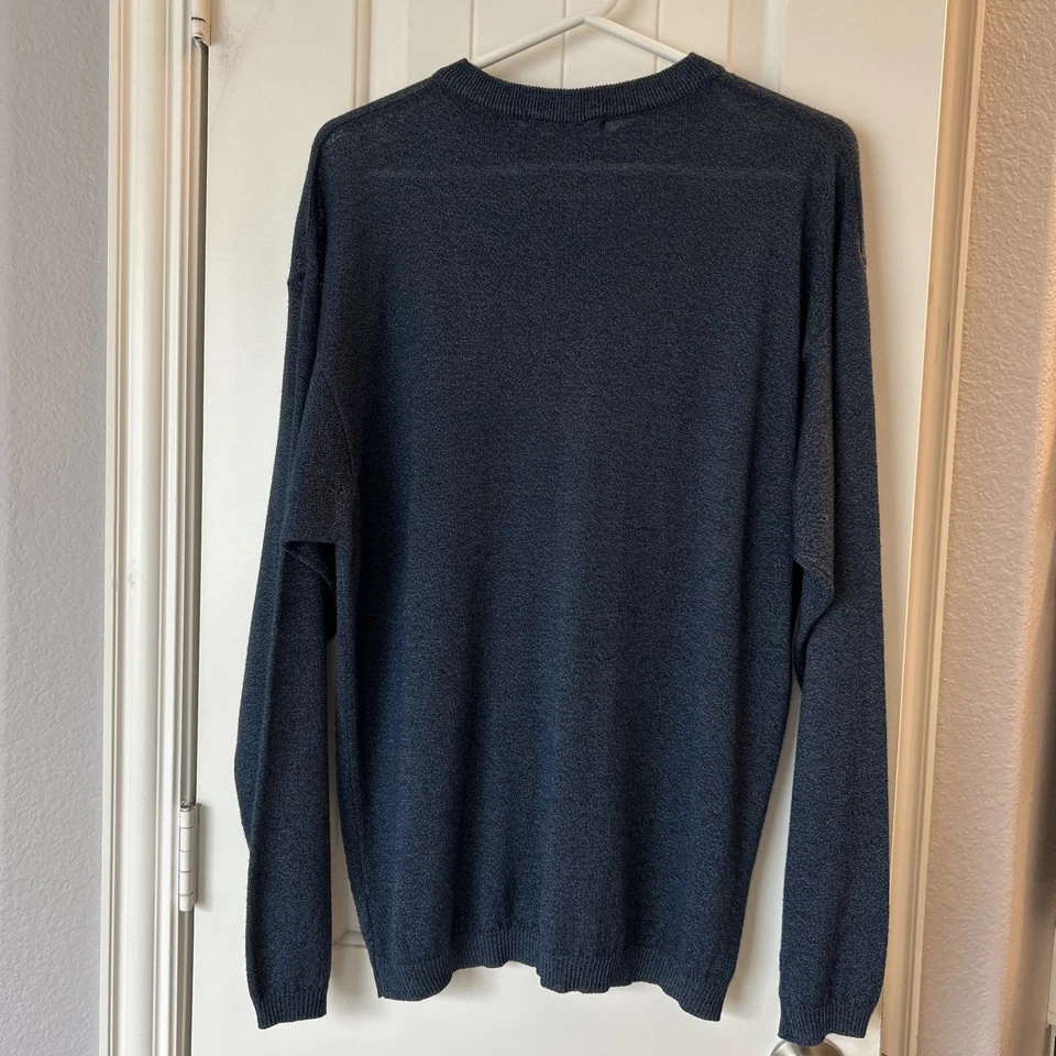Suéter Acrílico Para Hombre Murano Italia Ligero Cuello Redondo Azul, M Preppy Clásico Foto 2 de 4