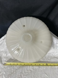 Vintage Large Art Deco Ribbed Or Scallop Milk Glass Ceiling Light Shade