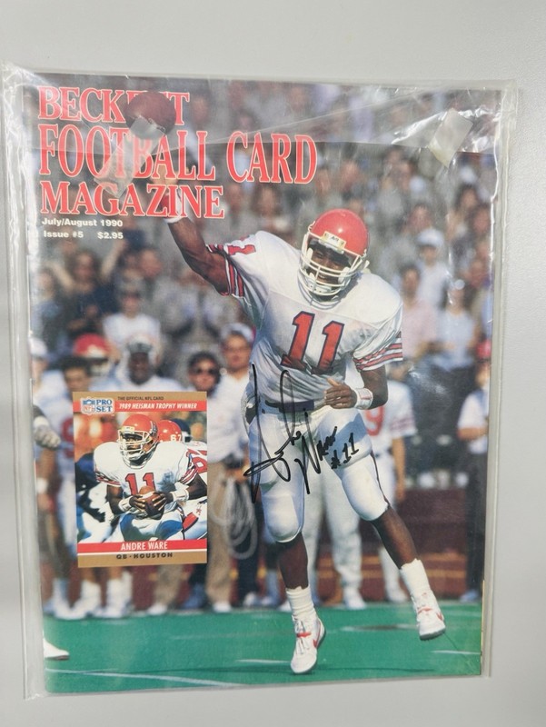 Beckett Football card Magazine July/ August 1990 Autographed By Andre Ware. 