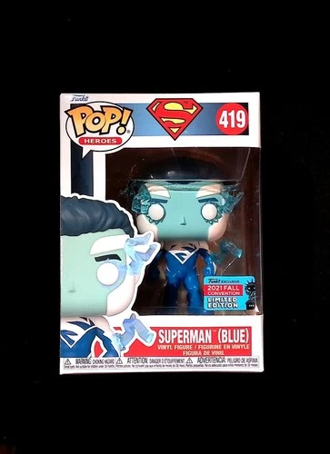 Superman (Blue) Funko Pop! 419 DC Super Heroes 2021 Fall Con NYCC in Protector