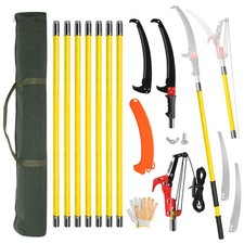Manual Pole Saw Extendable Tree Pruner 30 ft Fiberglass Pole Scissors