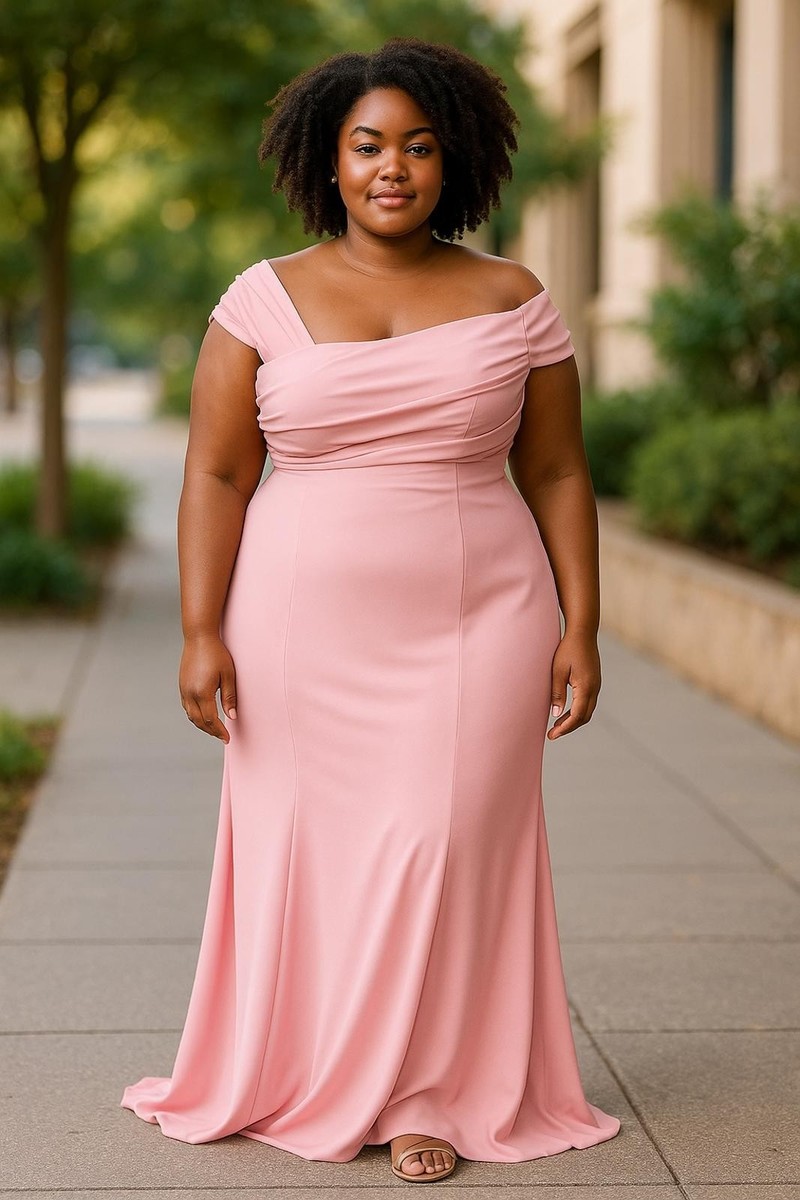 Elegant Pink One Shoulder Evening Gown Size 18 UK