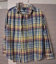 Ralph Lauren Boys L 14-16 Plaid Long Sleeve Collared Button-Up Woven Logo